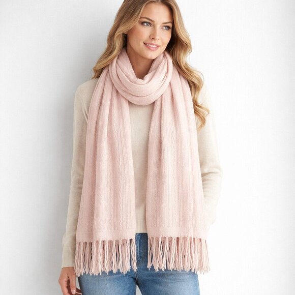 Jeanne Pierre Accessories - Vintage Jeanne Pierre Blush Pink Lambswool Angora Blend Large Long Scarf